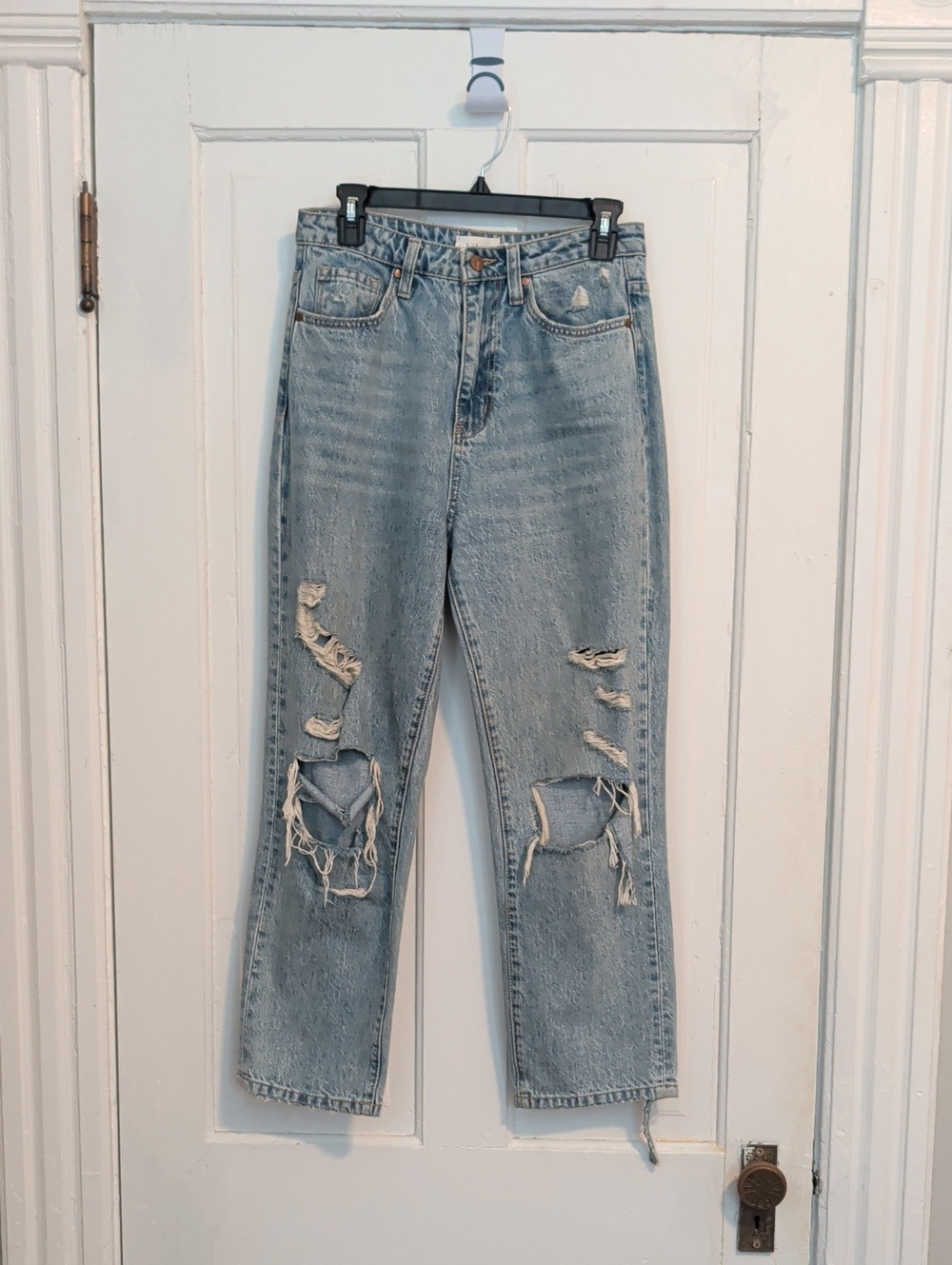 bohme Light Blue Distressed Straight Leg Jeans